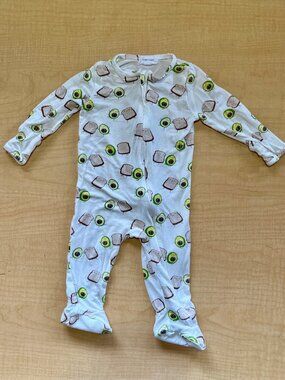 Angel Dear Avocado Toast Zipper Footie Pajamas Baby Sleeper 3-6M Unisex